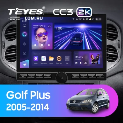 Штатная магнитола Teyes CC3 2K 6/128 Volkswagen Golf Plus (2005-2014) (серая) F2 (13" с кнопками)