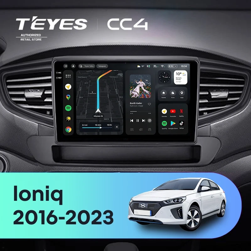 Штатная магнитола Teyes CC4 8/128 Hyundai Ioniq AE (2016-2023) Тип-B
