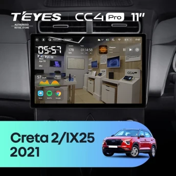 Штатная магнитола Teyes CC4 Pro 12/256 Hyundai Creta 2 (2021-2022) (глянец) F2 (11")