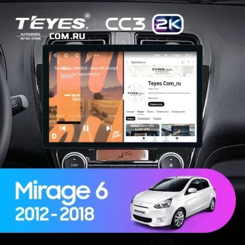 Штатная магнитола Teyes CC3 2K 4/32 Mitsubishi Mirage 6 (2012-2018) (11")