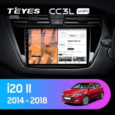 Штатная магнитола Teyes CC3L WiFi 2/32 Hyundai i20 2 GB (2014-2018) Правый руль