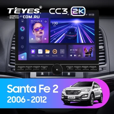 Штатная магнитола Teyes CC3 2K 6/128 Hyundai Santa Fe 2 (2006-2012) (13" с кнопками)