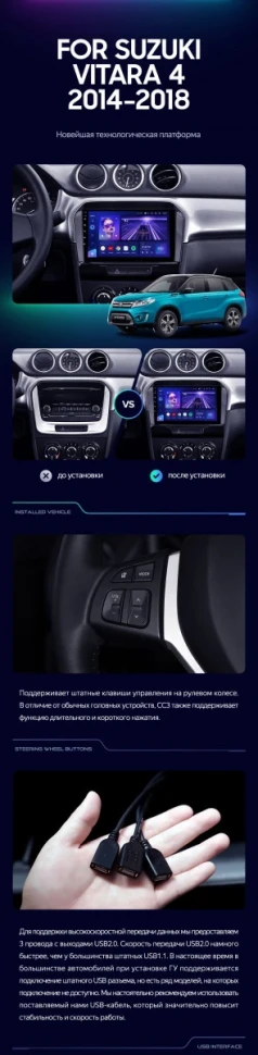 Штатная магнитола Teyes CC3 4/32 Suzuki Vitara 2 (2014-2018)