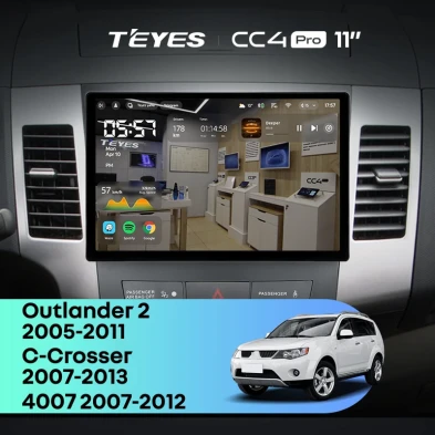 Штатная магнитола Teyes CC4 Pro 12/256 Mitsubishi Outlander 2 (2005-2011) Тип-B (11")