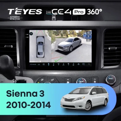 Штатная магнитола Teyes CC4 Pro 360 12/256 Toyota Sienna 3 XL30 (2010-2014)