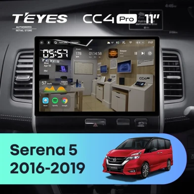 Штатная магнитола Teyes CC4 Pro 12/256 Nissan Serena 5 C27 (2016-2019) F2 Правый руль (11")