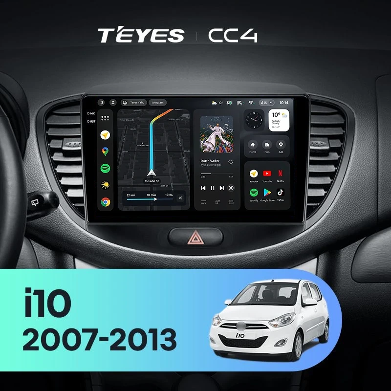 Штатная магнитола Teyes CC4 8/128 Hyundai i10 (2007-2013)