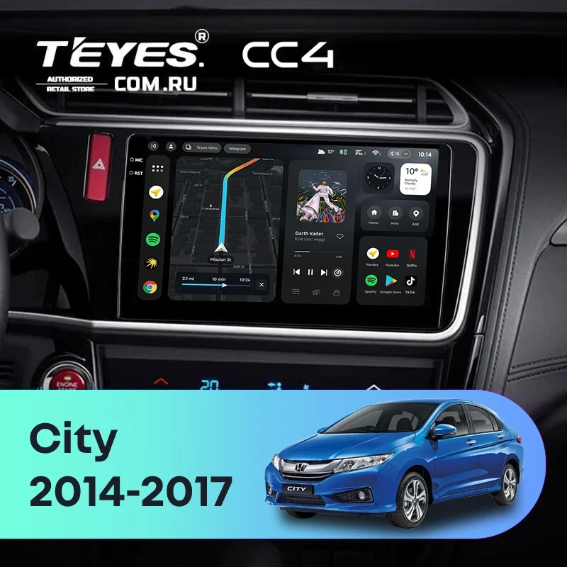 Штатная магнитола Teyes CC4 8/128 Honda City (2014-2017) Тип-B