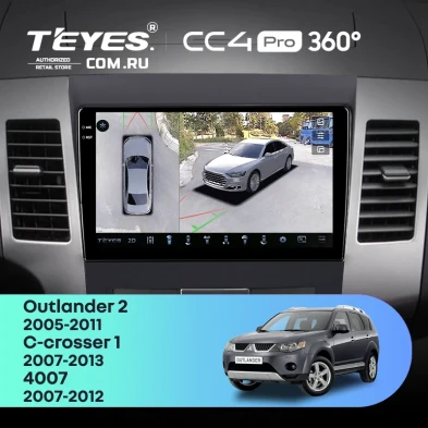 Штатная магнитола Teyes CC4 Pro 360 8/128 Peugeot 4007 (2007-2012) Декор Тип-B